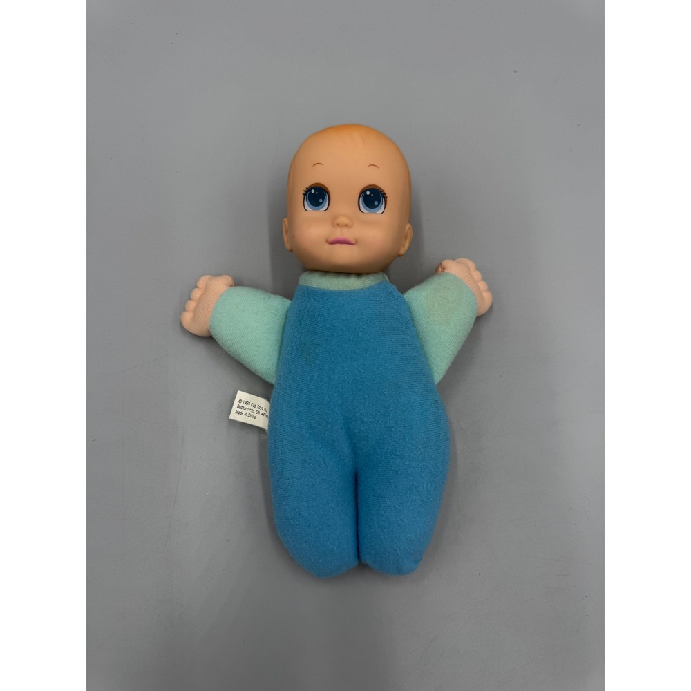 Vintage 1994 Cap Toys Blue Teal Plush Baby Doll Vinyl Head 7 Inch READ DETAILS